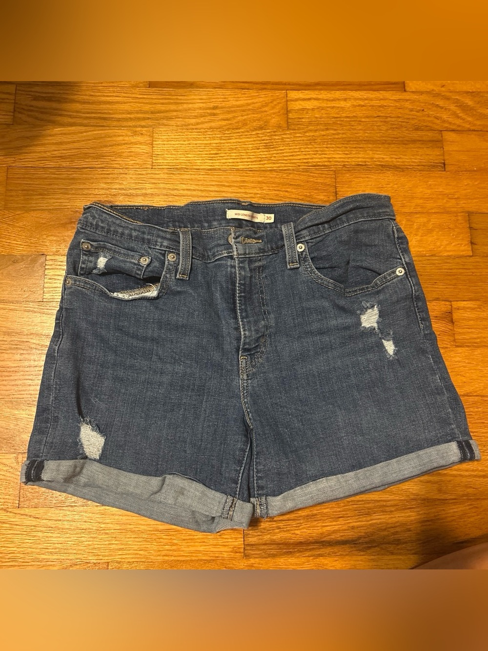 Levi’s Mid Rise Distressed Denim Women’s Shorts - Dark Blue